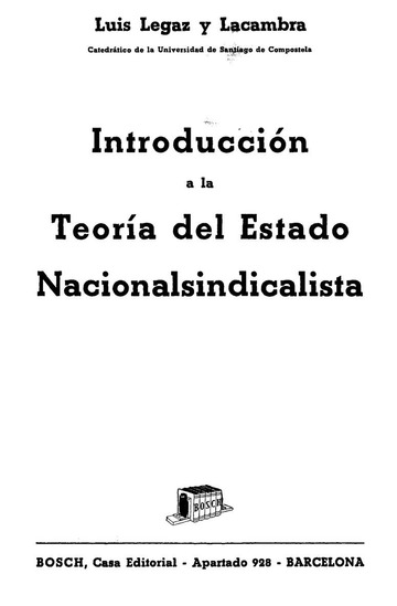 Introducción a la Teoría del Estado Nacionalsindicalista